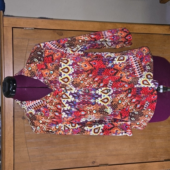 KAK TUS BUTTON DOWN 3/4 LENGTH SLEEVES TOP - Picture 1 of 6